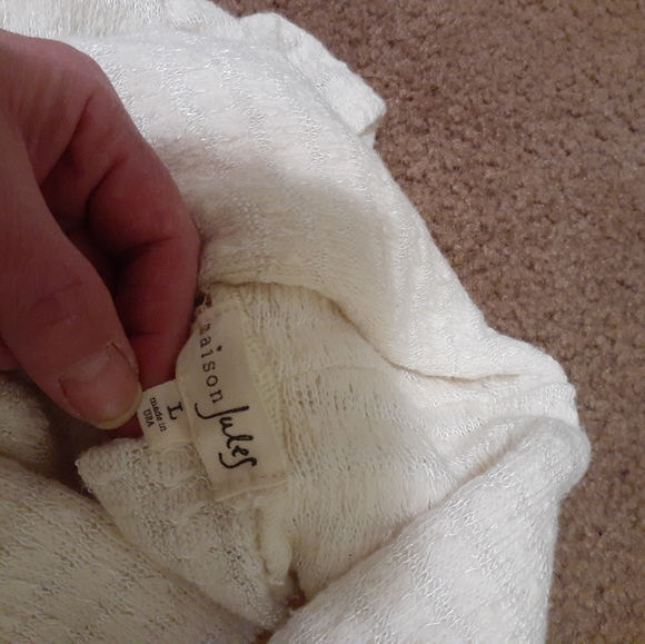 Maison Jules Cowel Neck Sweater Waffle Knit Lace Detail Ivory Cream - Picture 4 of 6